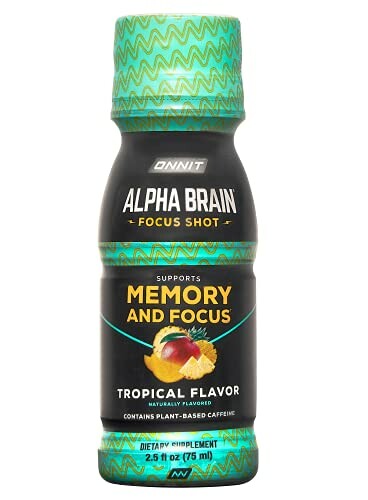 Alpha Brain Focus Shot bottle, tropical flavor