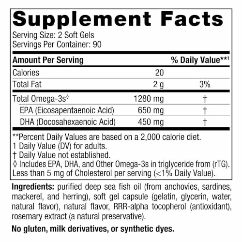 Omega-3 supplement facts label