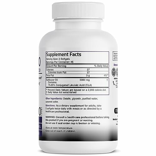 Back view of a supplement bottle showing nutrition facts and ingredients.